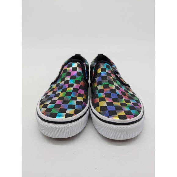 Vans Slip On Checkerboard Rainbow Metallic Kids Girls Shoes Size 3Y - Picture 2 of 10